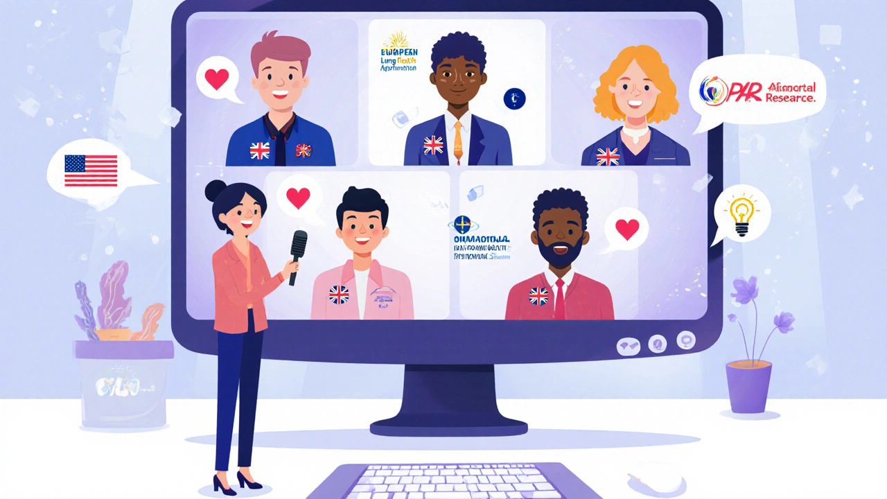 Cartoon virtual meeting of international PAH advocacy groups.