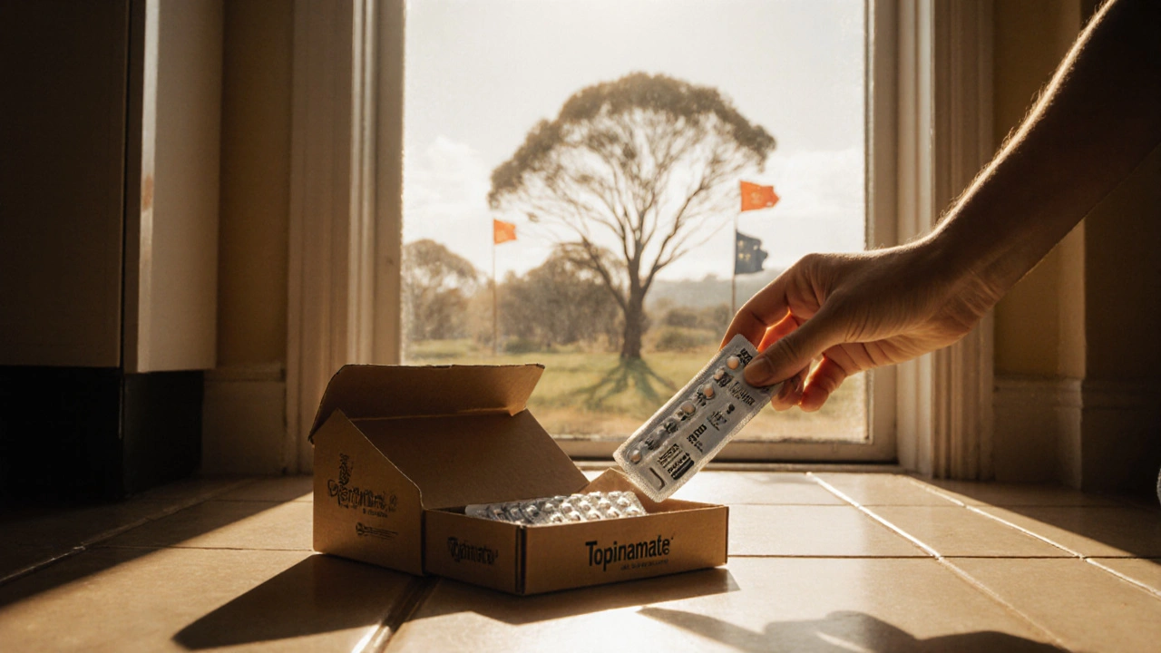 Hand checking a tablet from a delivery box at a sunny doorway.