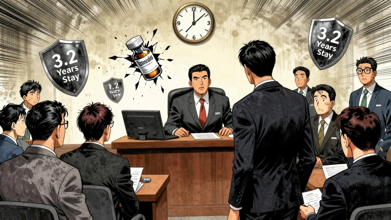 A courtroom battle over drug patents with a biosimilar emerging as time runs out.