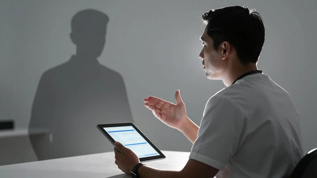 Patient discussing treatment options with doctor.